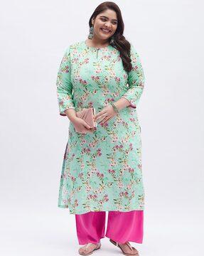 floral print straight kurta with palazzos