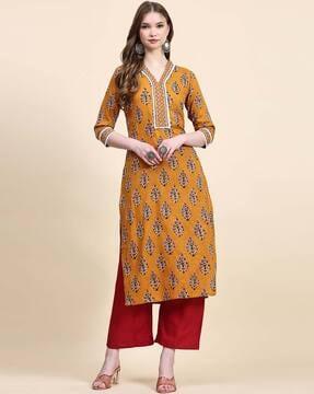 floral print straight kurta with palazzos