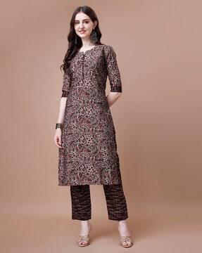 floral print straight kurta with palazzos