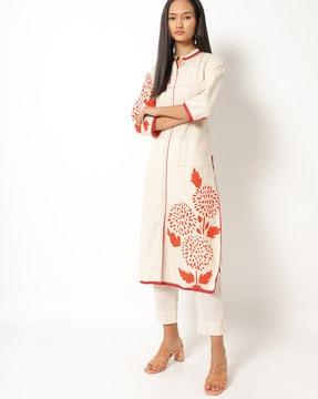 floral print straight kurta with pants