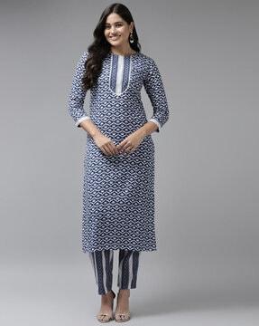 floral print straight kurta with pants