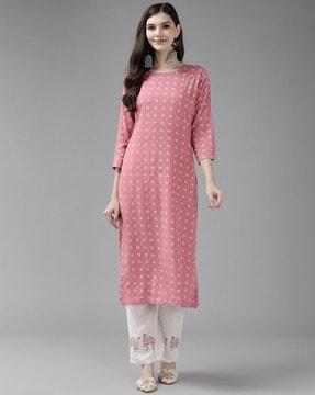 floral print straight kurta with pants