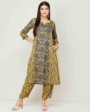 floral print straight kurta with pants