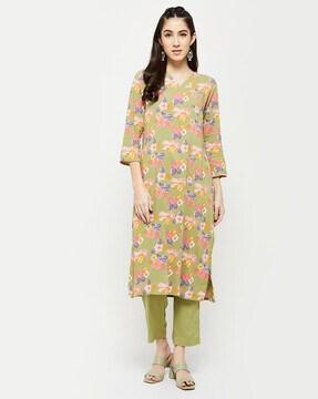 floral print straight kurta with pants