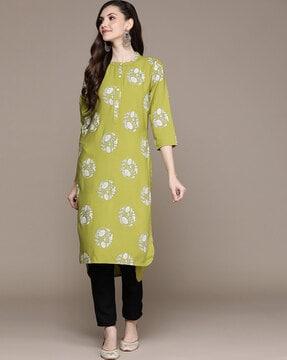 floral print straight kurta with pants