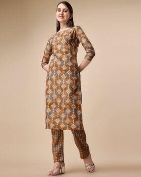 floral print straight kurta with pants