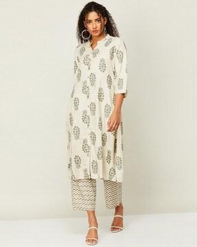 floral print straight kurta with pants