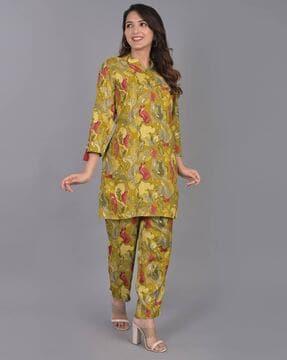 floral print straight kurta with pants