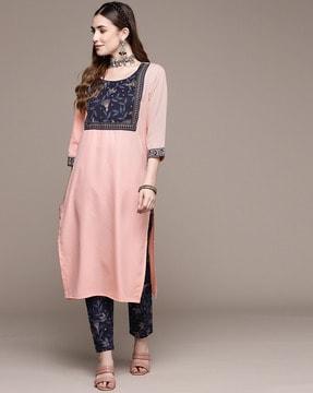 floral print straight kurta with pants