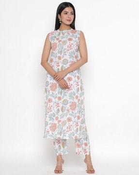 floral print straight kurta with pants