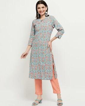 floral print straight kurta with pants