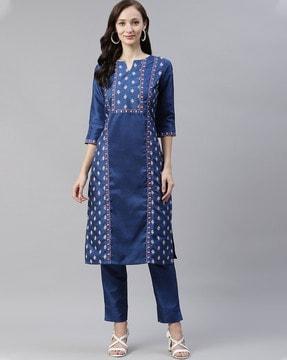 floral print straight kurta with pants