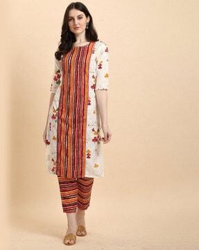 floral print straight kurta with pants