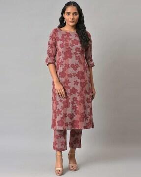 floral print straight kurta with pants