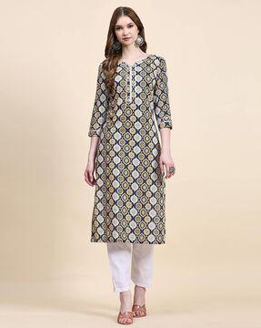 floral print straight kurta with pants