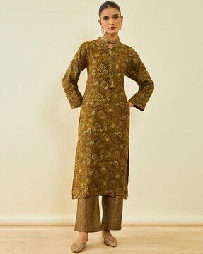 floral print straight kurta with pants