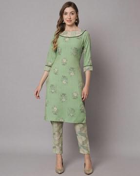 floral print straight kurta with pants