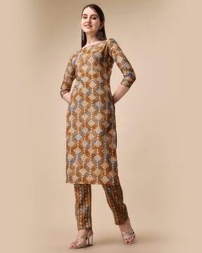 floral print straight kurta with pants