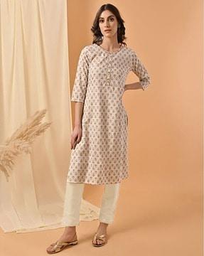 floral print straight kurta with pyjamas set