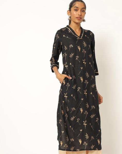 floral print straight kurta