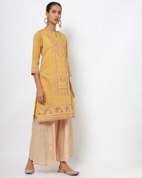 floral print straight kurta