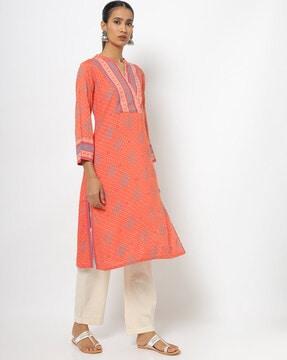 floral print straight kurta