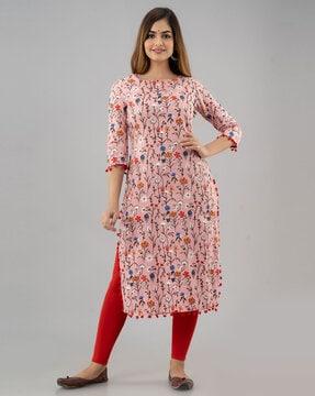 floral print straight kurta