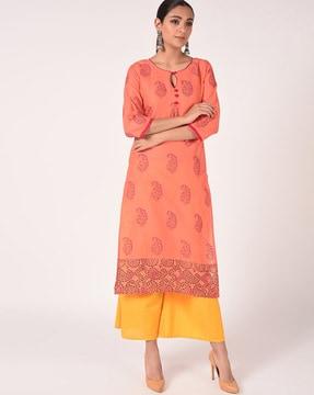 floral print straight kurta