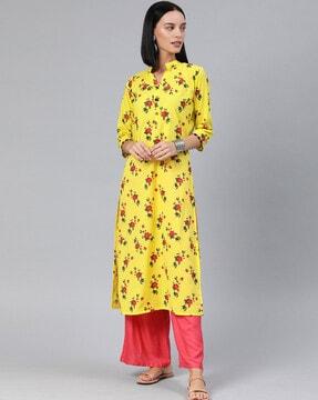 floral print straight kurta