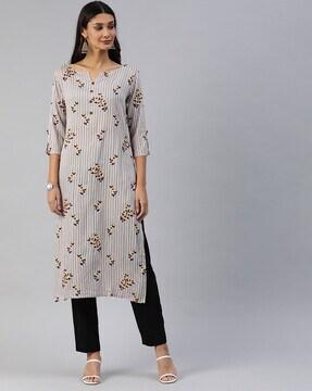 floral print straight kurta