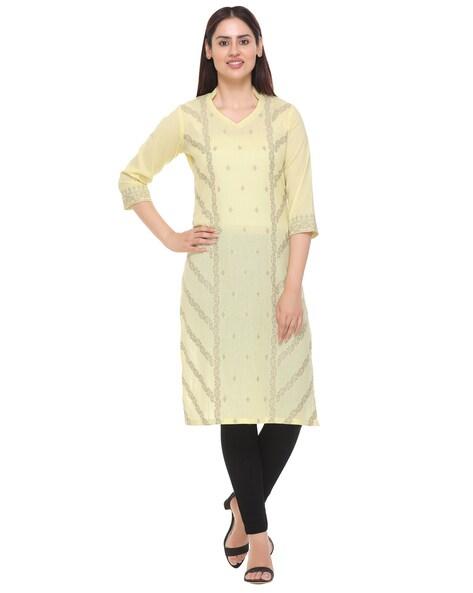 floral print straight kurta