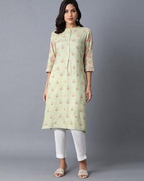 floral print straight kurta