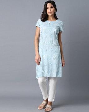 floral print straight kurta