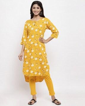 floral print straight kurta