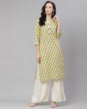 floral print straight kurta