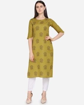 floral print straight kurta