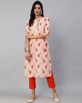 floral print straight kurta