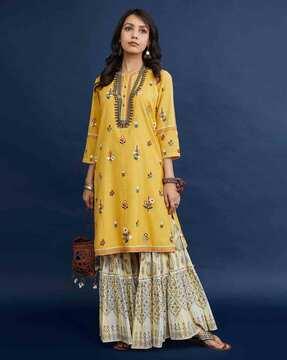 floral print straight kurta