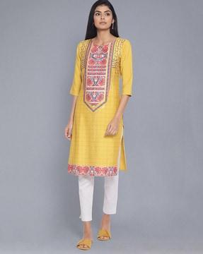 floral print straight kurta