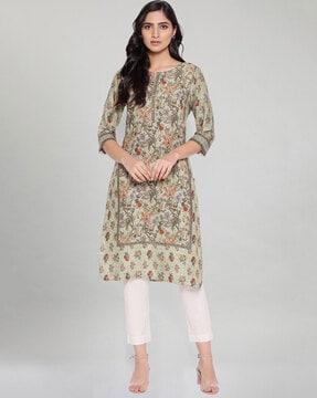 floral print straight kurta