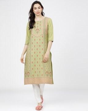 floral print straight kurta