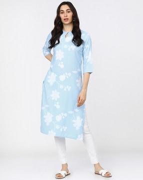 floral print straight kurta