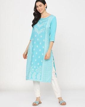 floral print straight kurta