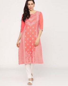 floral print straight kurta