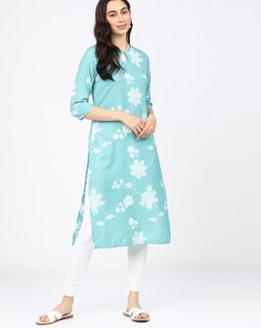 floral print straight kurta