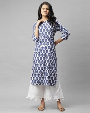 floral print straight kurta