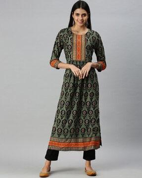 floral print straight kurta