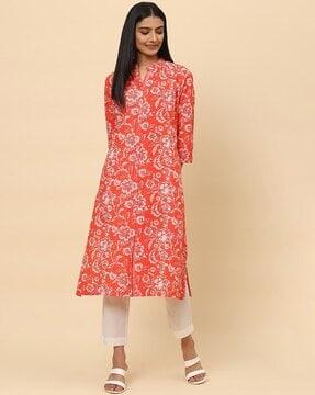 floral print straight kurta