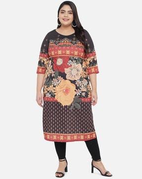 floral print straight kurta