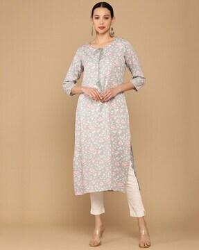 floral print straight kurta